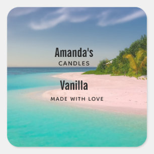 Aquamarine Ocean Tropical Beach Candle Business Square Sticker