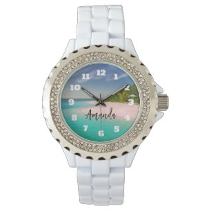 Aquamarine Ocean Tropical Beach Personalized Watch
