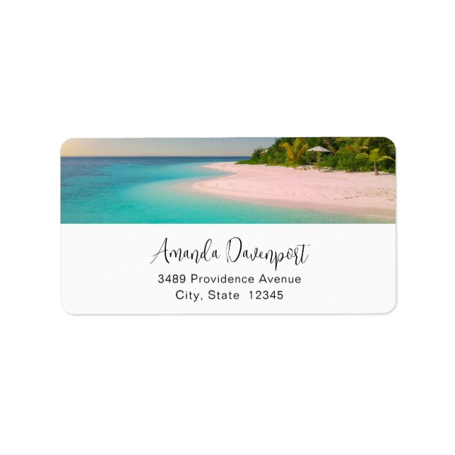Aquamarine Ocean Tropical Beach Scenic Address Label (Front)