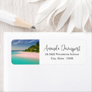  Aquamarine Ocean Tropical Beach Scenic Address Return Address Label