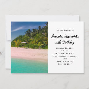 Aquamarine Ocean Tropical Beach Scenic Birthday Invitation