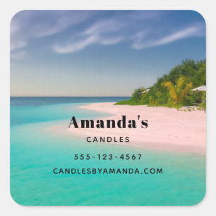 Aquamarine Ocean Tropical Beach Scenic Business Square Sticker