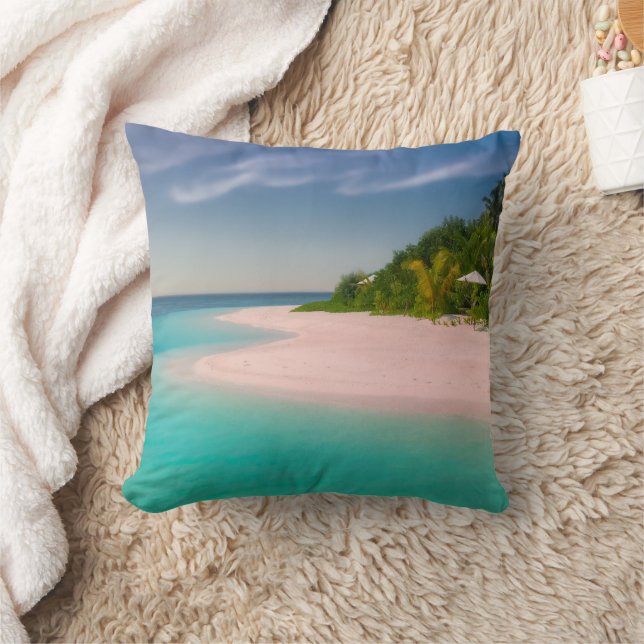 Aquamarine Ocean Tropical Beach Scenic Cushion (Blanket)