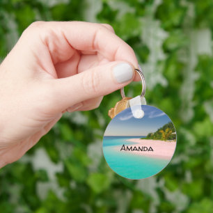 Aquamarine Ocean Tropical Beach Scenic Key Ring