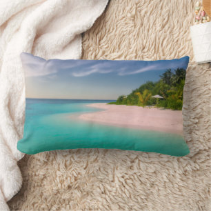 Aquamarine Ocean Tropical Beach Scenic Lumbar Cushion