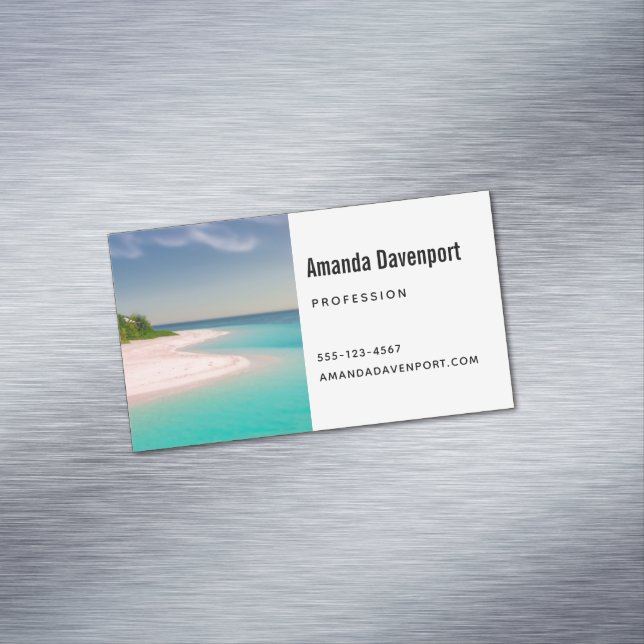 Aquamarine Ocean Tropical Beach Scenic Magnetic Business Card (In Situ)