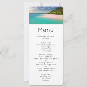 Aquamarine Ocean Tropical Beach Scenic Menu Invitation