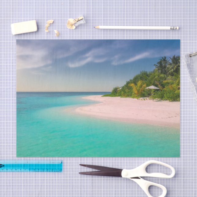 Aquamarine Ocean Tropical Beach Scenic Tissue Paper (Craft)