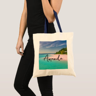 Aquamarine Ocean Tropical Beach Scenic Tote Bag