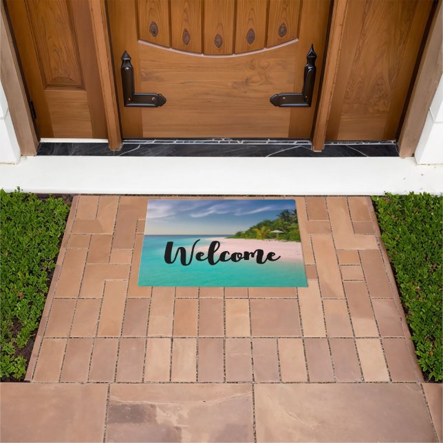 Aquamarine Ocean Tropical Beach Scenic Welcome Doormat (Outdoor)