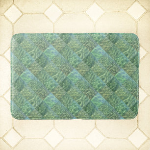 Aquamarine Patchwork Sea Green Water Boho Chic Bath Mat