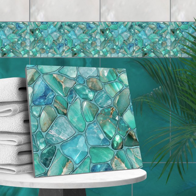 Aquamarine pebbles ceramic tile (Creator Uploaded)
