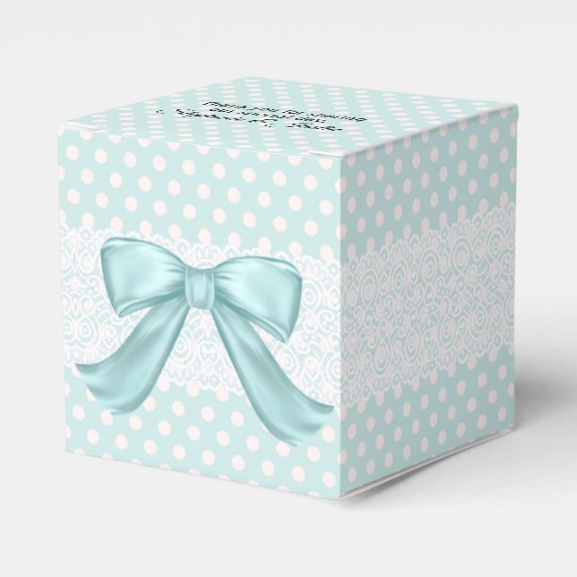 Aquamarine Polka Dot Wedding Favour Gift Box (Front Side)
