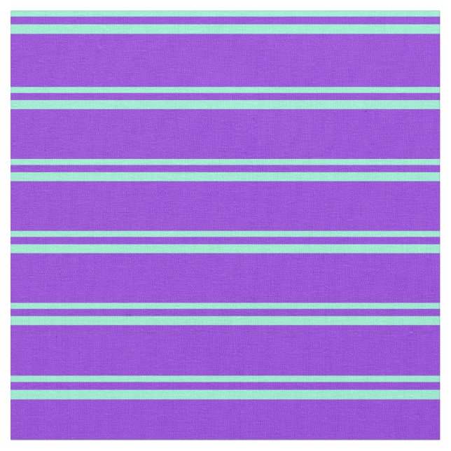 Aquamarine & Purple Lines Pattern Fabric (Close Up)