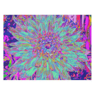 Aquamarine Rainbow Colour Abstract Dahlia Flower Tablecloth