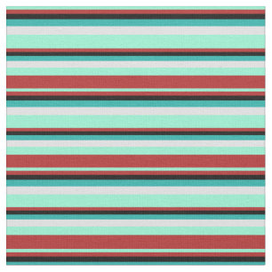 Aquamarine, Red, Black, Light Sea Green & Lavender Fabric