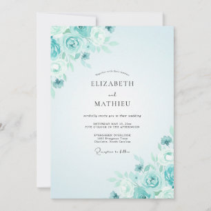 Aquamarine Rose Wedding Invitation