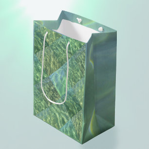 Aquamarine Seafoam Aqua Water Patchwork Medium Gift Bag