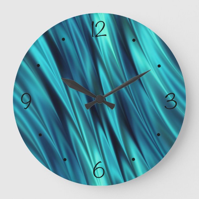 Aquamarine silky waves large clock (Front)