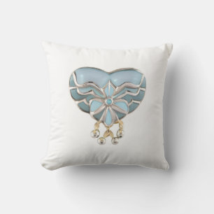 Aquamarine silver gold heart jewel  cushion