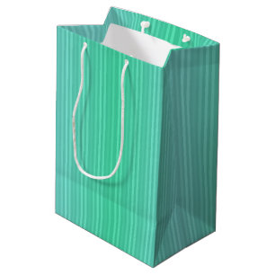Aquamarine Teal and Green Vertical Stripes Pattern Medium Gift Bag