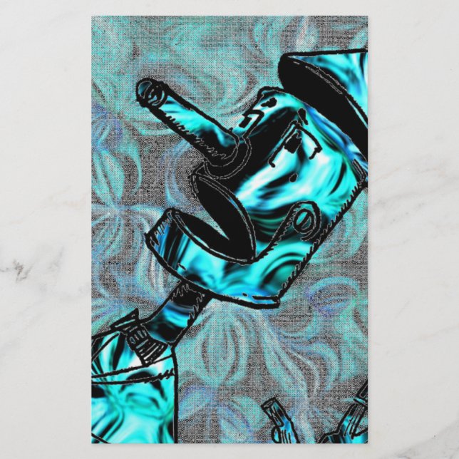 Aquamarine Tin Man Stationery (Front)