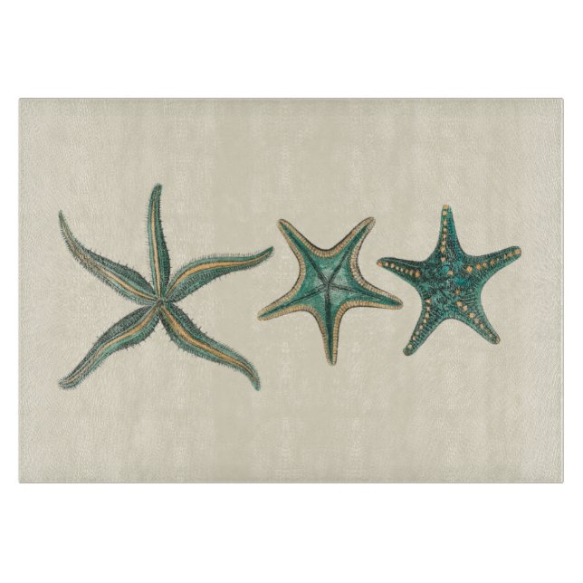 Aquamarine Triple Starfish Cutting Board (Front)