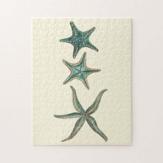 Aquamarine Triple Starfish Jigsaw Puzzle (Vertical)