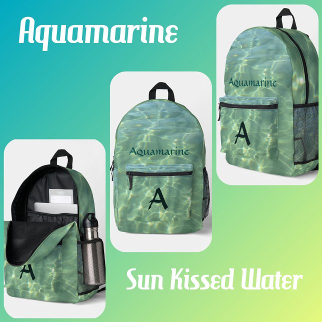 Aquamarine Tropical Aqua Water Printed Backpack (Creator Uploaded)