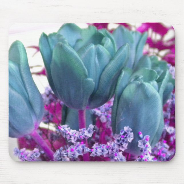 Aquamarine Tulips Mousepad (Front)