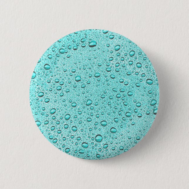 Aquamarine water droplets 6 cm round badge (Front)