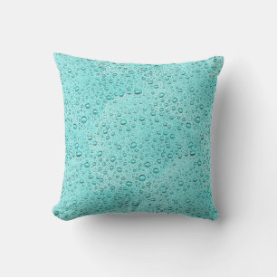Aquamarine water droplets cushion