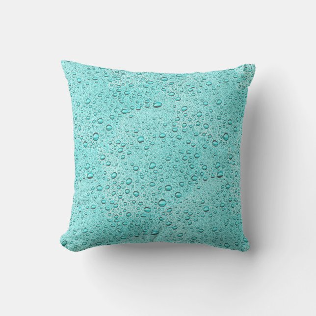 Aquamarine water droplets cushion (Front)