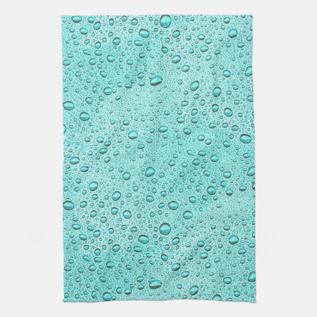 Aquamarine water droplets tea towel (Vertical)