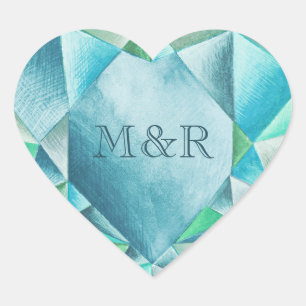 Aquamarine Watercolor Heart Cute Valentine's Day Heart Sticker