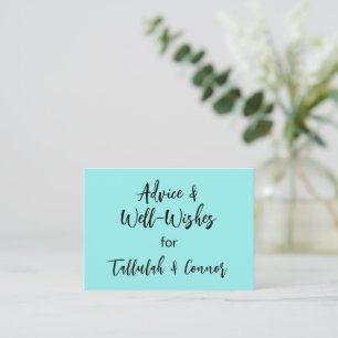 Aquamarine Wedding Advice & Well Wishes Calling Card