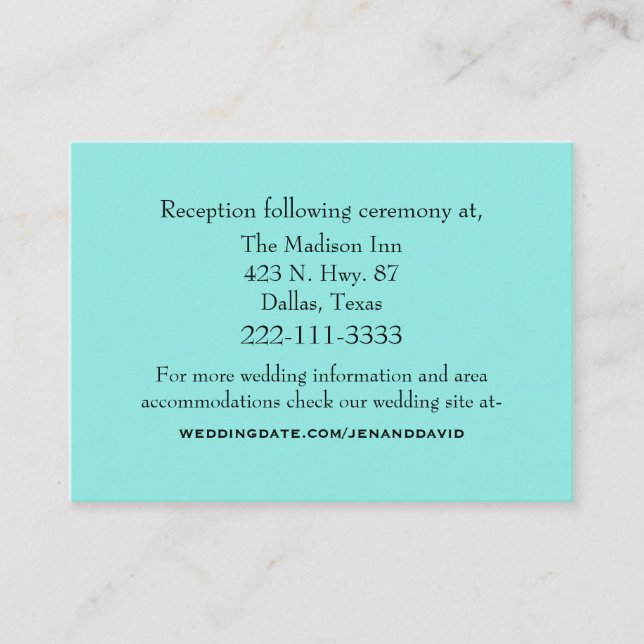 Aquamarine Wedding Enclosure Card (Front)