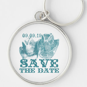 Aquamarine Western Vintage Weddings Key Ring