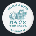 Aquamarine Western Vintage Weddings Magnet<br><div class="desc">Wedding Party Gifts- to change background colour click customise - click edit - select last tool on drop down and choose any colour shown or insert your own RGB hex code for your custom wedding colour - to change font colour select the text you wish to change and then click...</div>