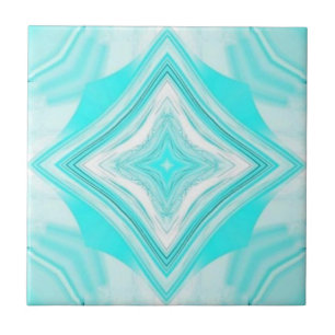 Aquamarine white diamond geometric shape ceramic tile