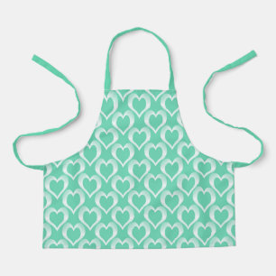 Aquamarine White Hearts Pattern Apron
