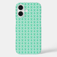 Aquamarine White Hearts Pattern