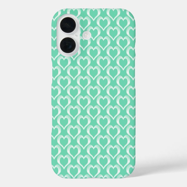 Aquamarine White Hearts Pattern Case-Mate iPhone Case (Back)