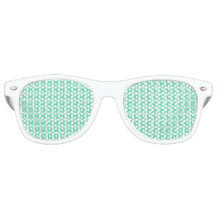 Aquamarine White Hearts Pattern Retro Sunglasses