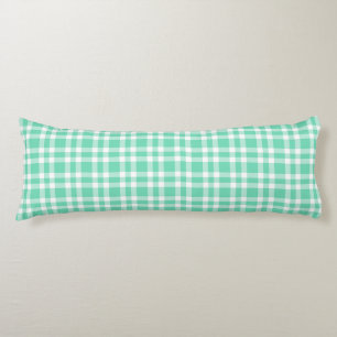 Aquamarine White Plaid Pattern Body Cushion