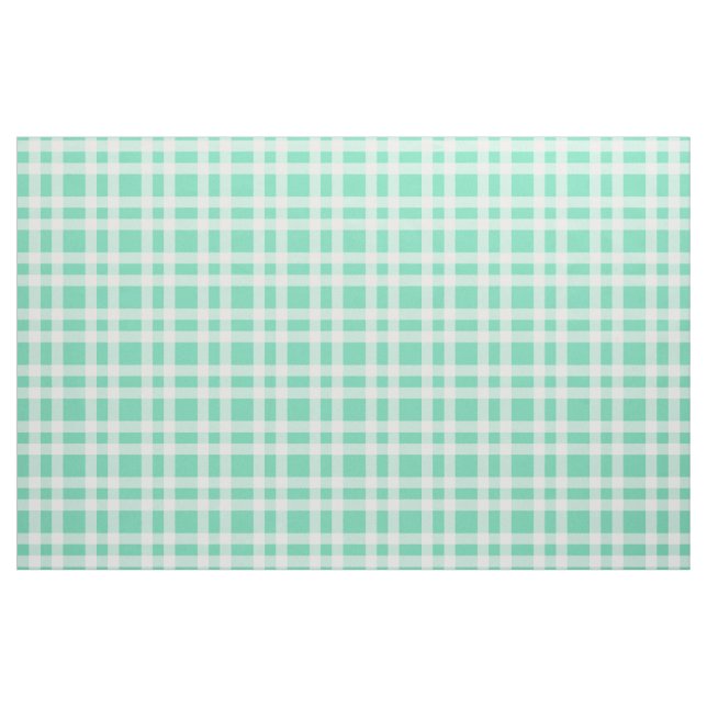Aquamarine White Plaid Pattern Fabric (Yard)