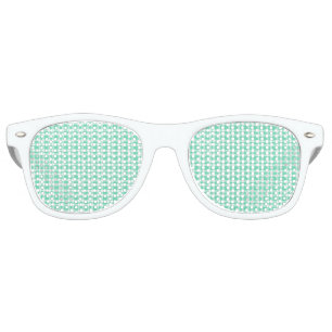 Aquamarine White Plaid Pattern Retro Sunglasses