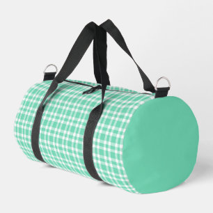 Aquamarine White Plaid Pattern Small Duffle Bag
