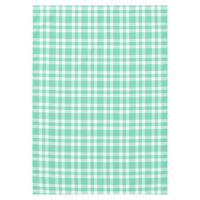 Aquamarine White Plaid Pattern Tablecloth (Front)