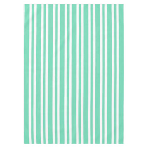Aquamarine White Stripes Pattern Tablecloth